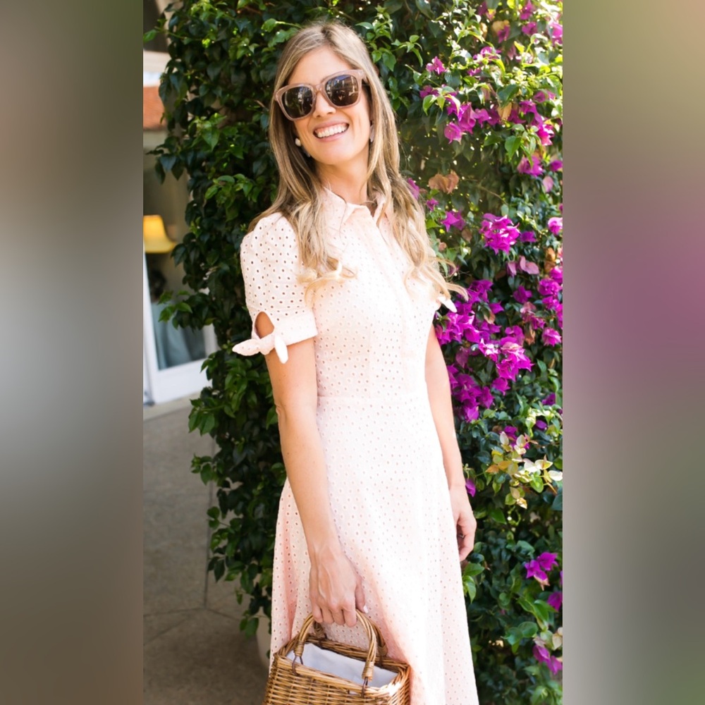 Gal Meets Glam Peach Eyelet Midi Dress